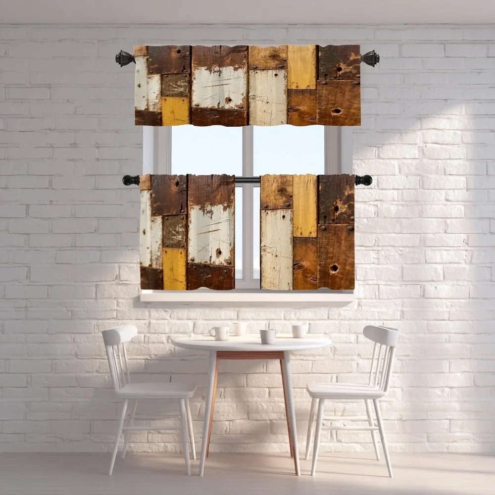 Shrahala Rustic Wood Kitchen Valance, 52x18 inch, 2pcs